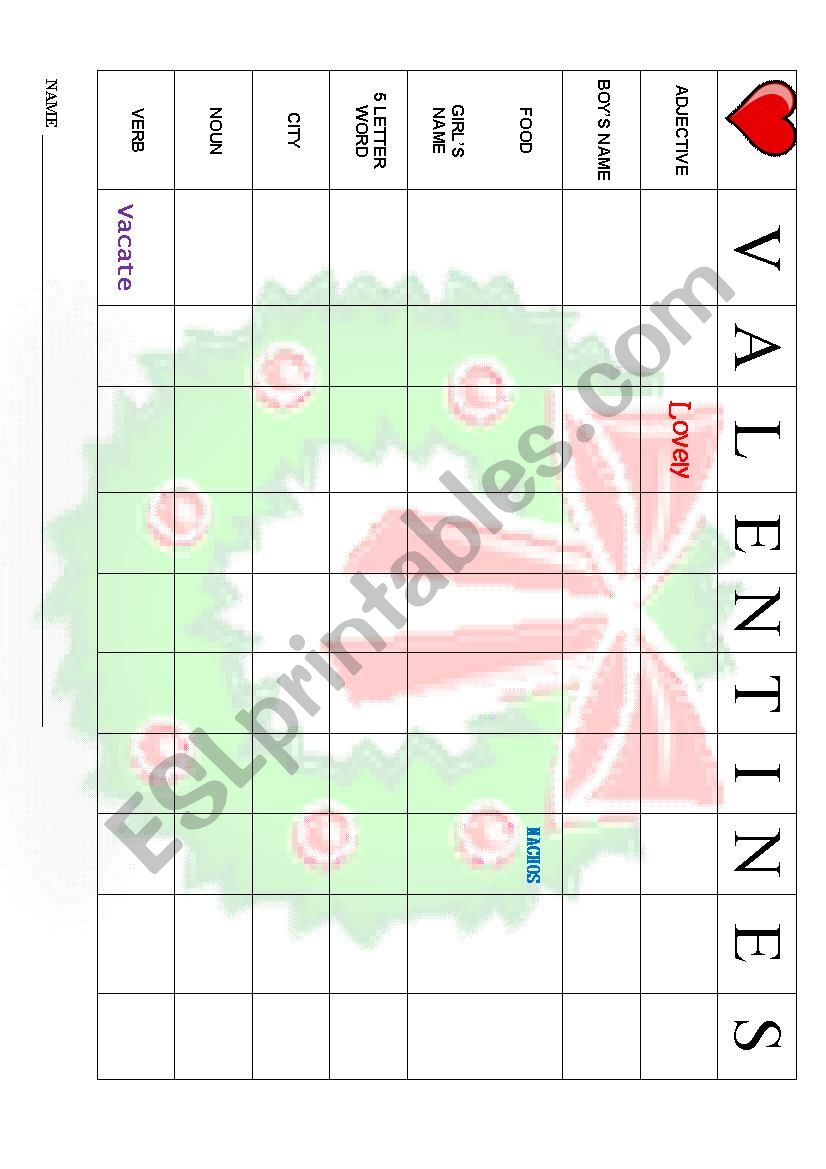 Valentines Matrix Puzzle worksheet