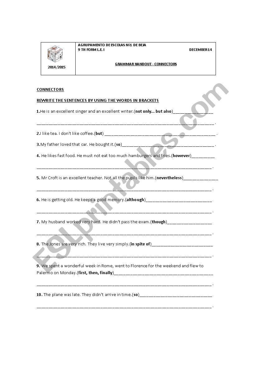 connectors worksheet
