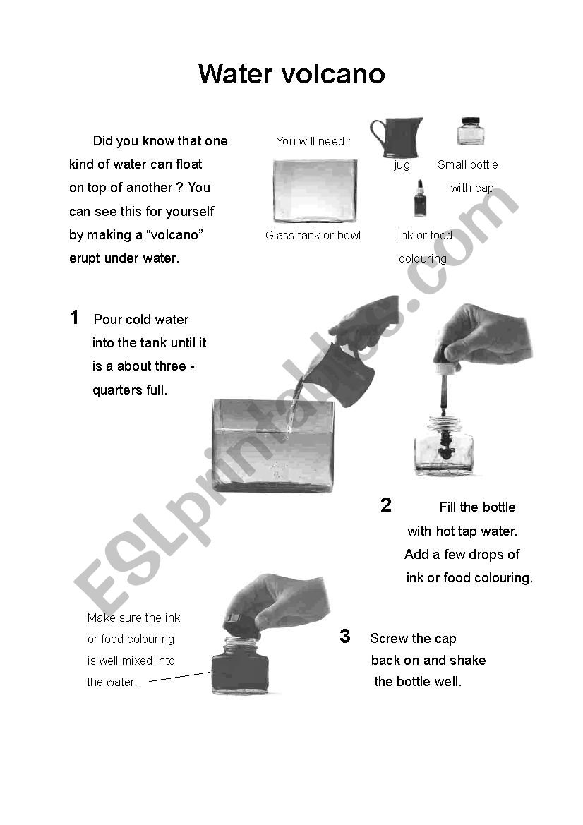 science-Water volcano worksheet