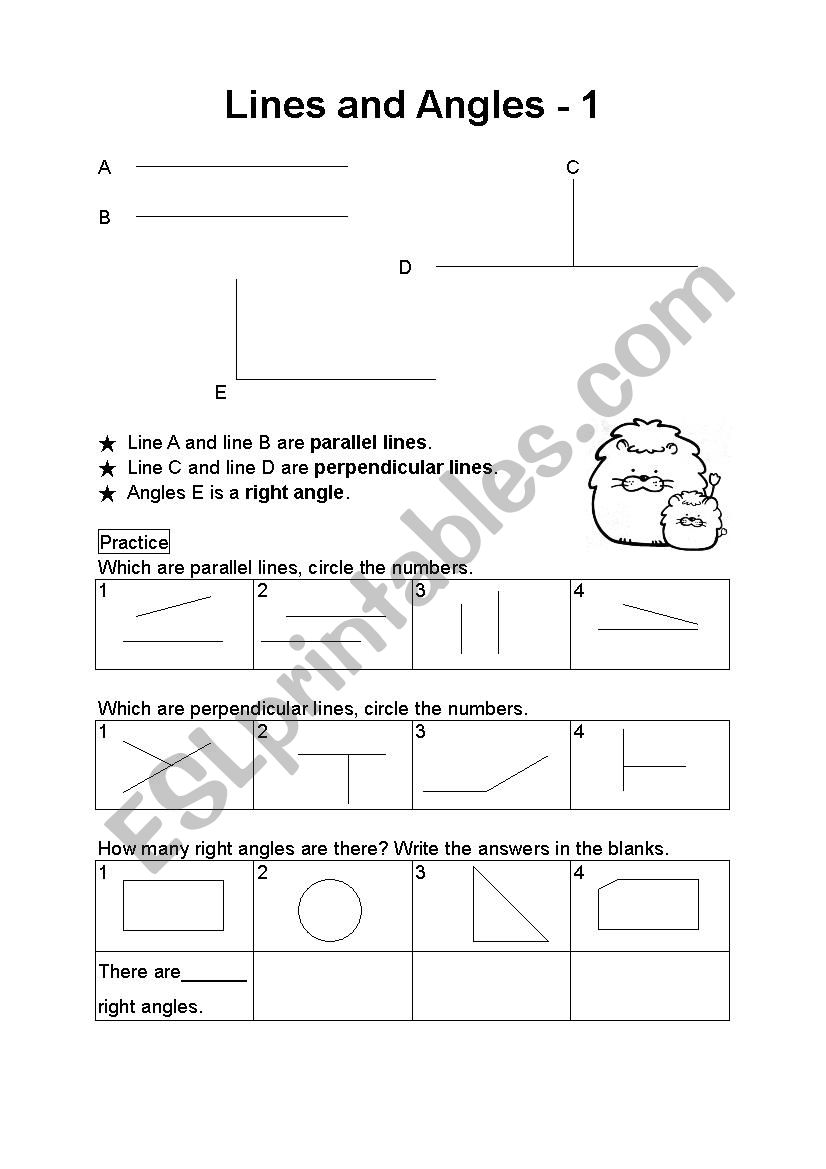 Lines and Angles - 1 worksheet
