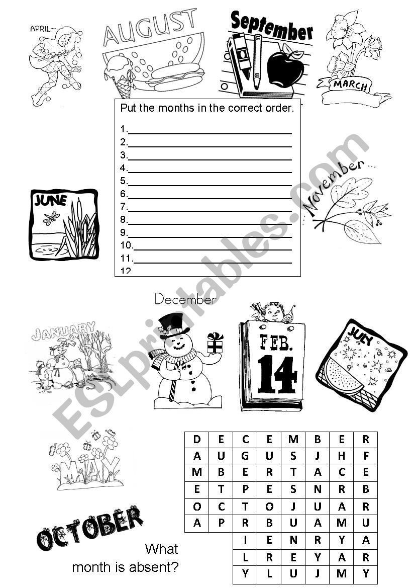 Months of the year worksheet