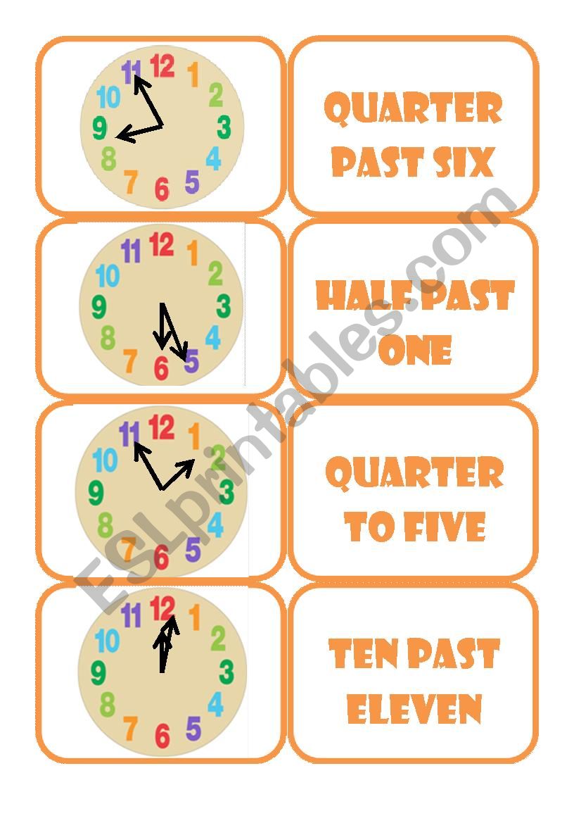 Time Dominoes worksheet