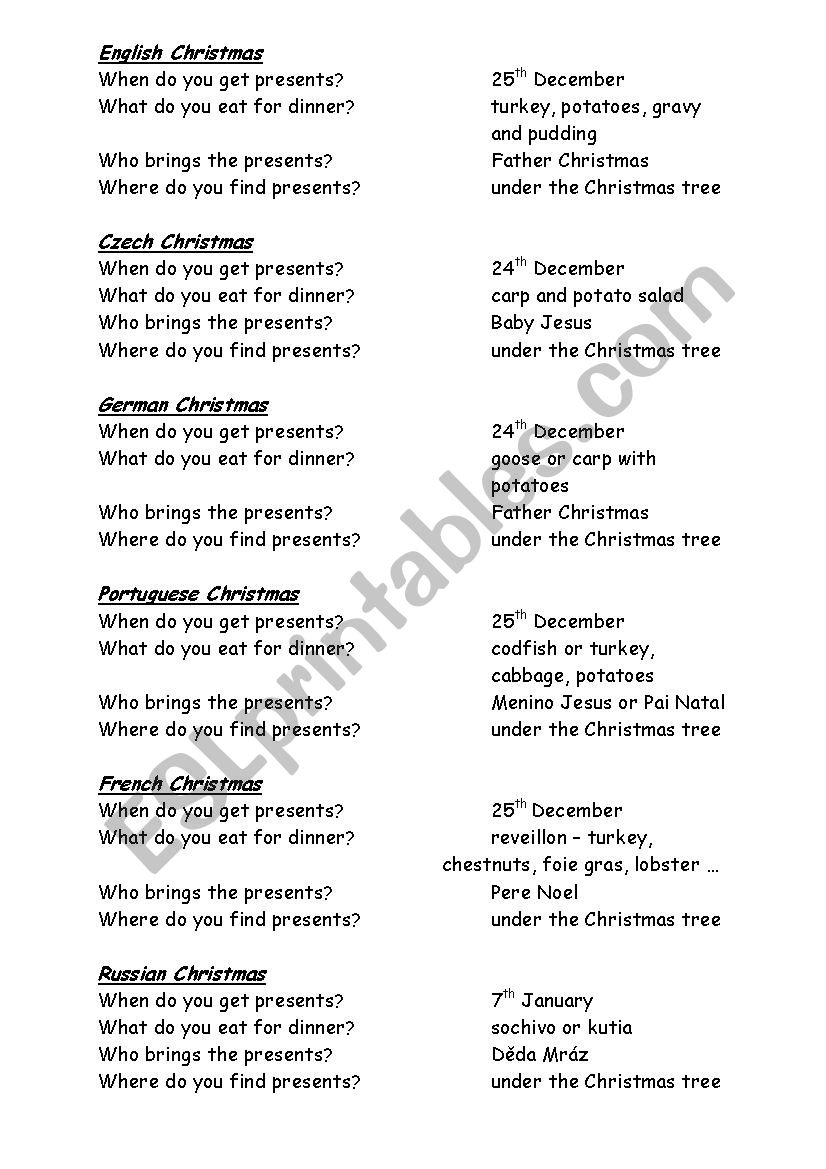 Christmas worksheet