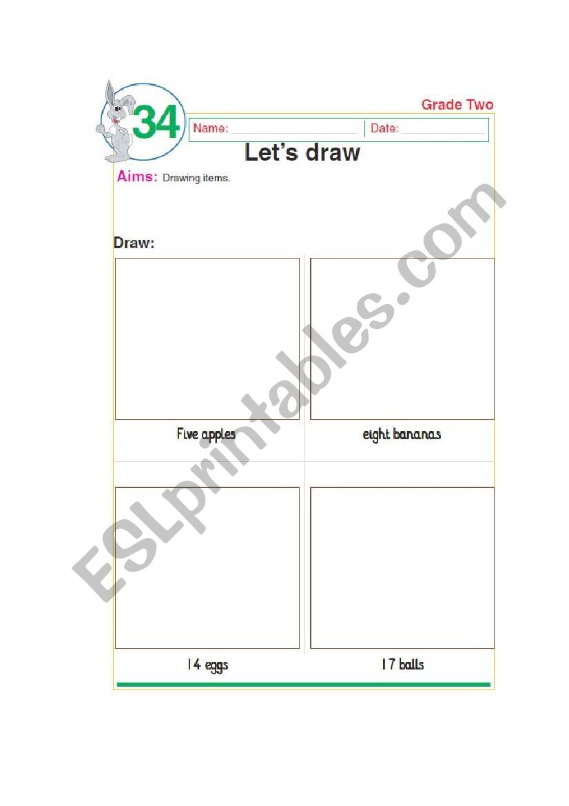 LetÂ´s draw items worksheet