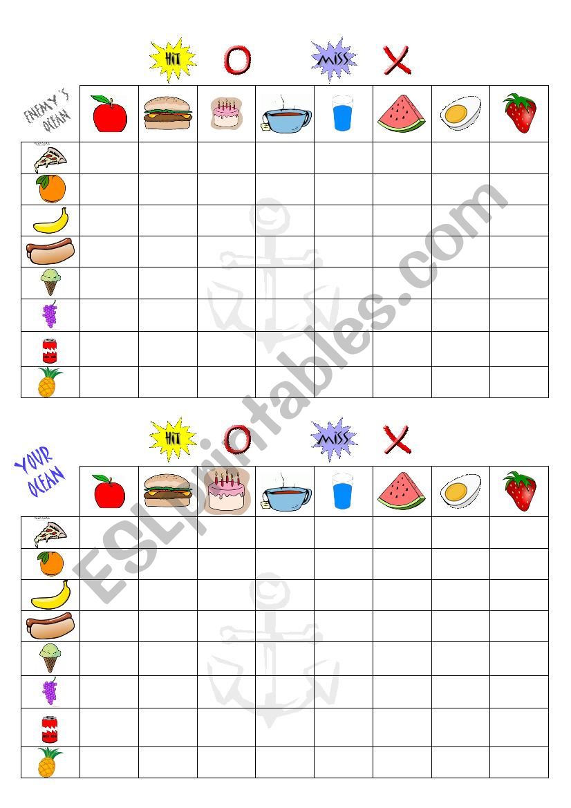 Fruit battleship worksheet