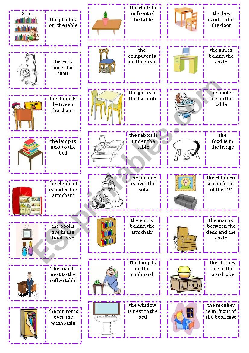 preposition dominoes worksheet