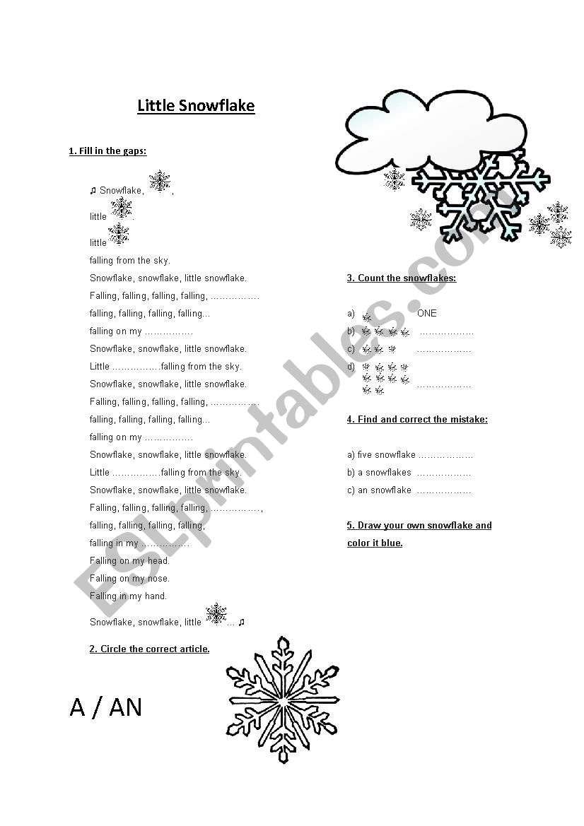 Little Snowflake worksheet