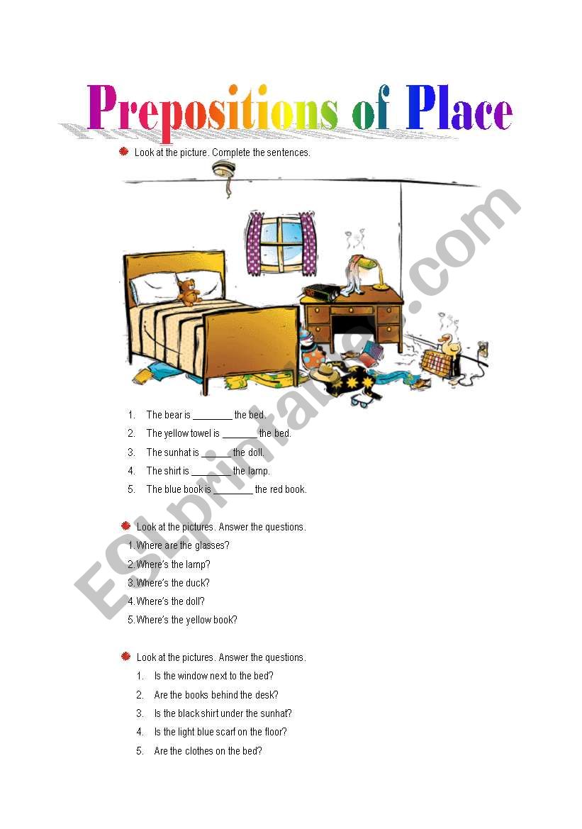 prepositions of place worksheet