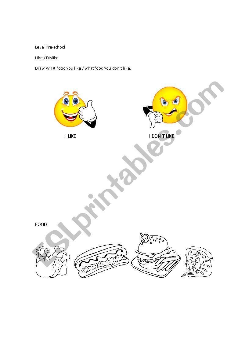 Food Like / Dislike worksheet