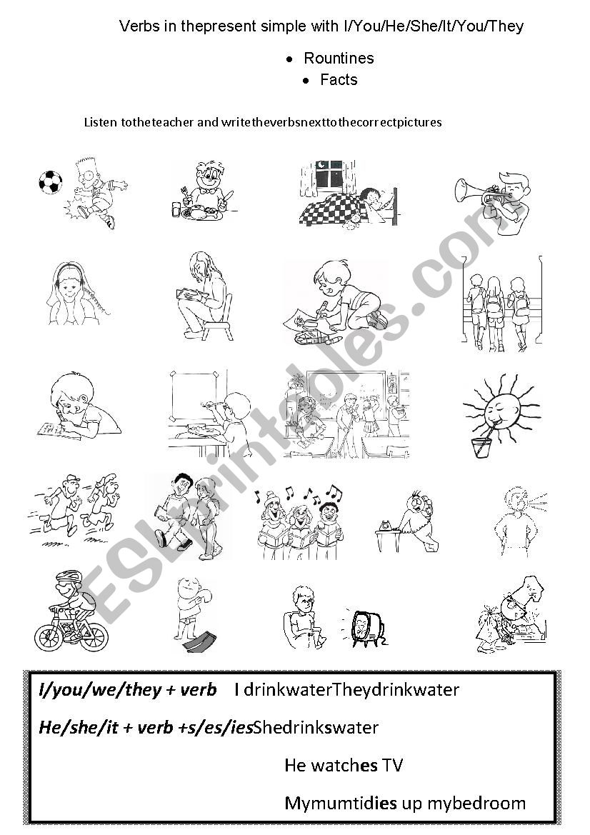 present simple verbs worksheet