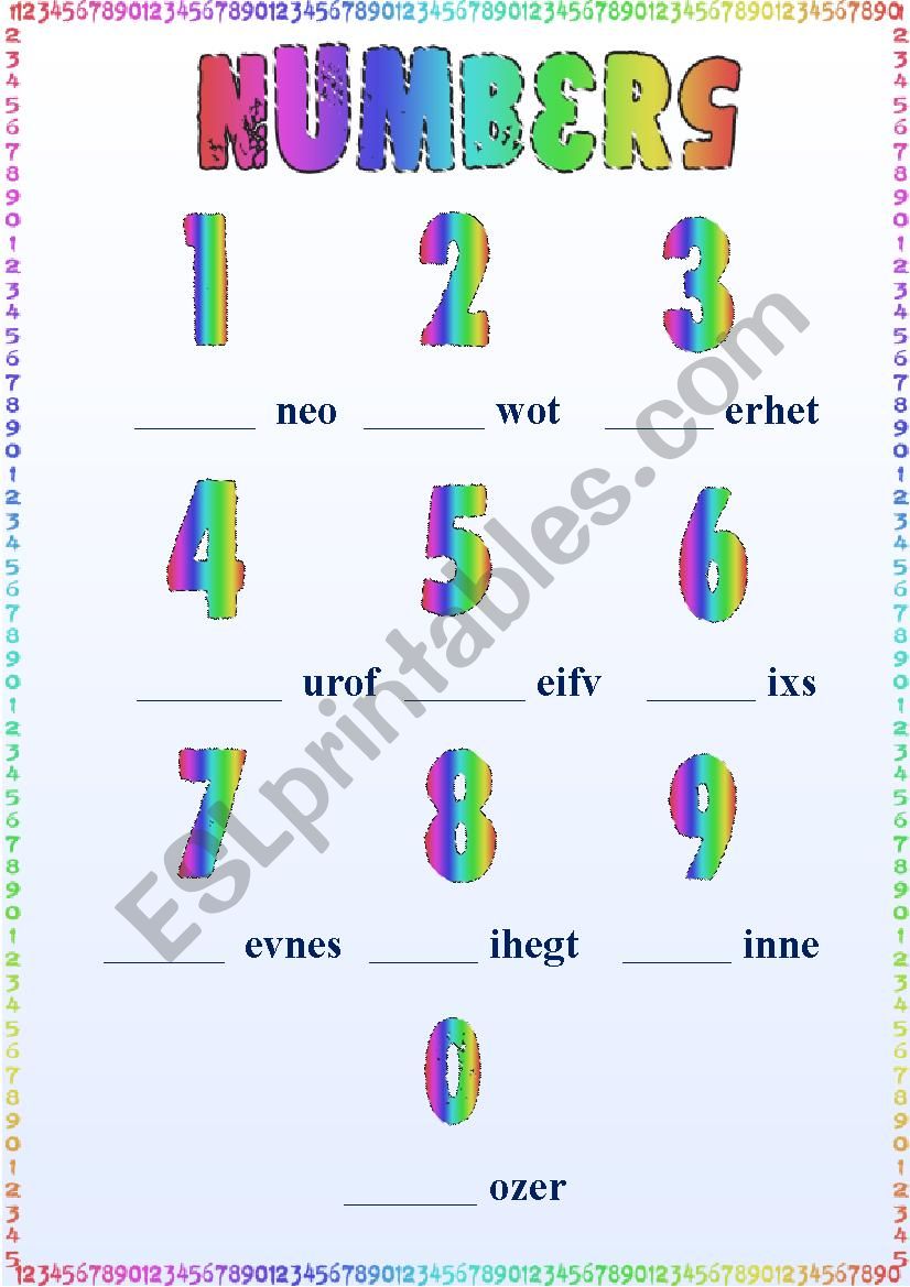 Numbers 0-9 worksheet