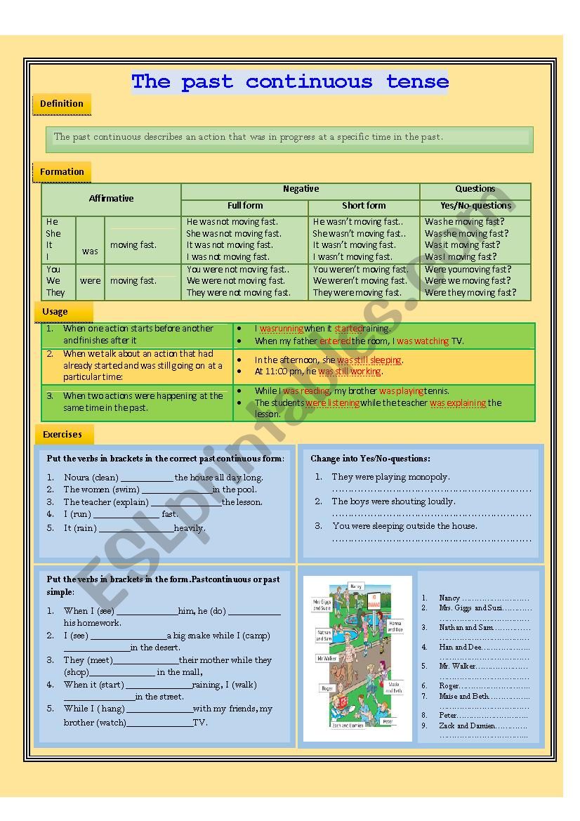 The past continuous tense worksheet