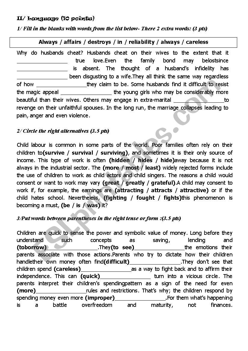mied term exam 2  worksheet
