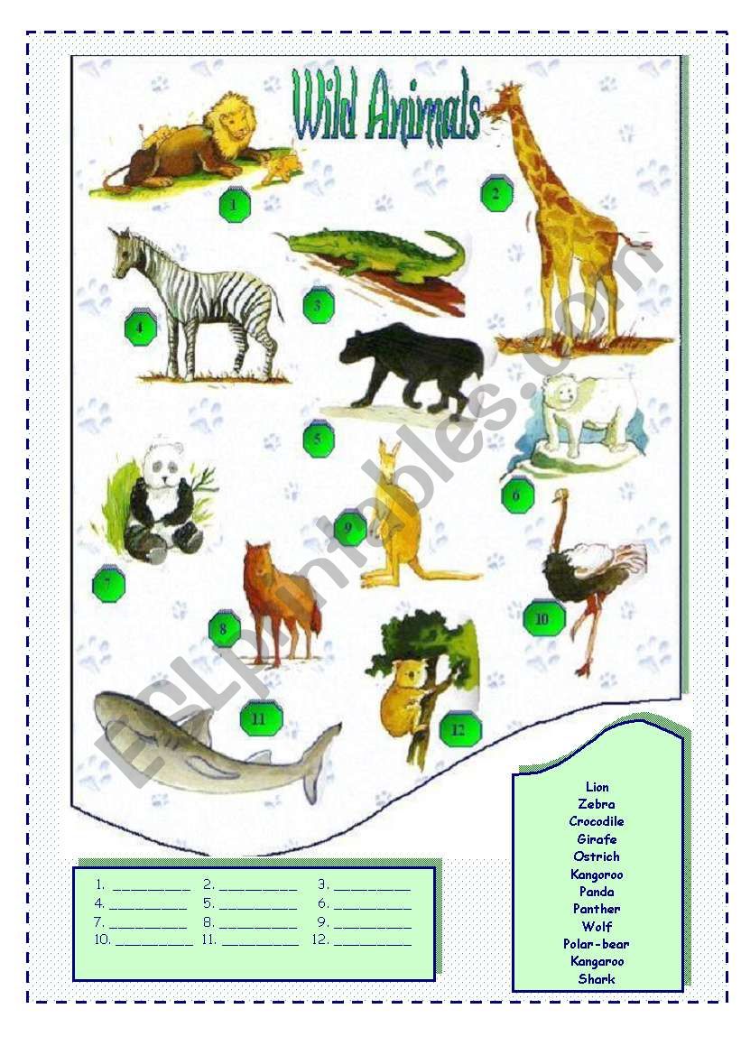 Wild animals (2/2) worksheet