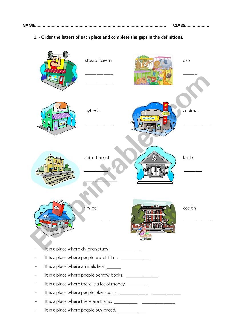 CITY PLACES worksheet