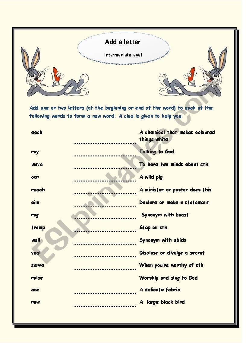 Add a letter 2- intermediate level