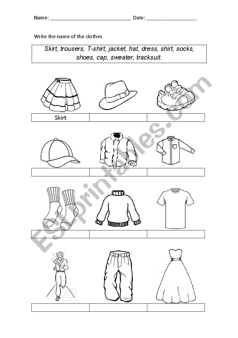 Clothes worksheet