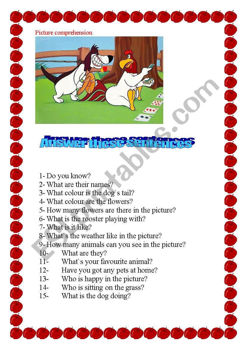 PICTURE COMPREHENSION worksheet