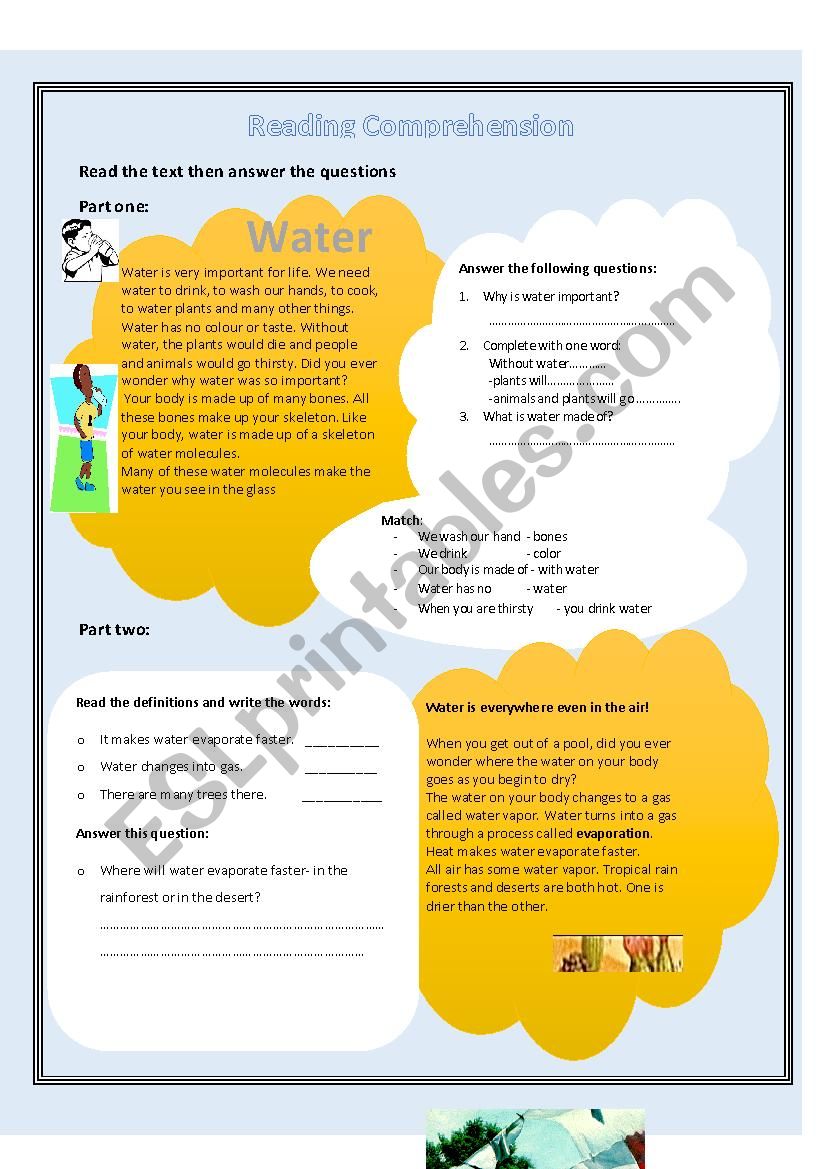 Reading comprehension worksheet