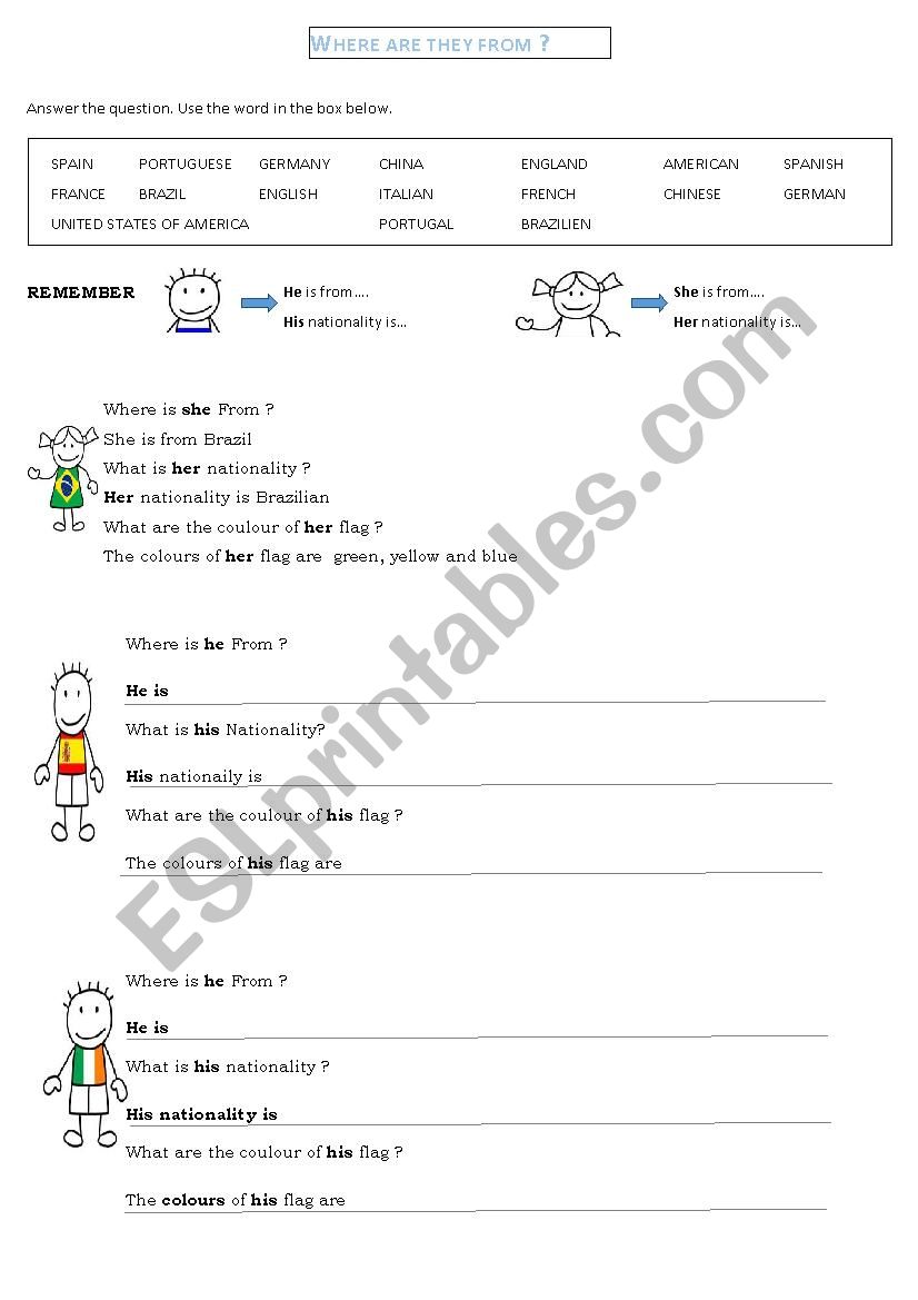 Where are you from? worksheet