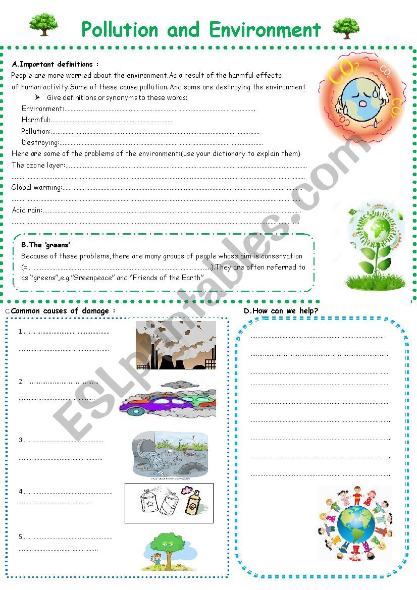 pollution and the environment worksheet