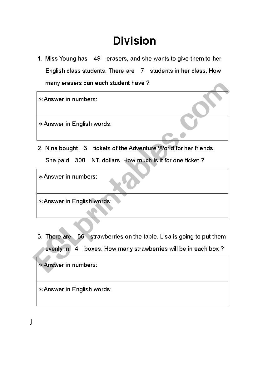Division worksheet