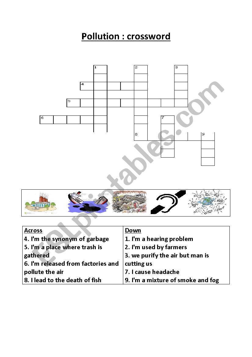 Pollution worksheet
