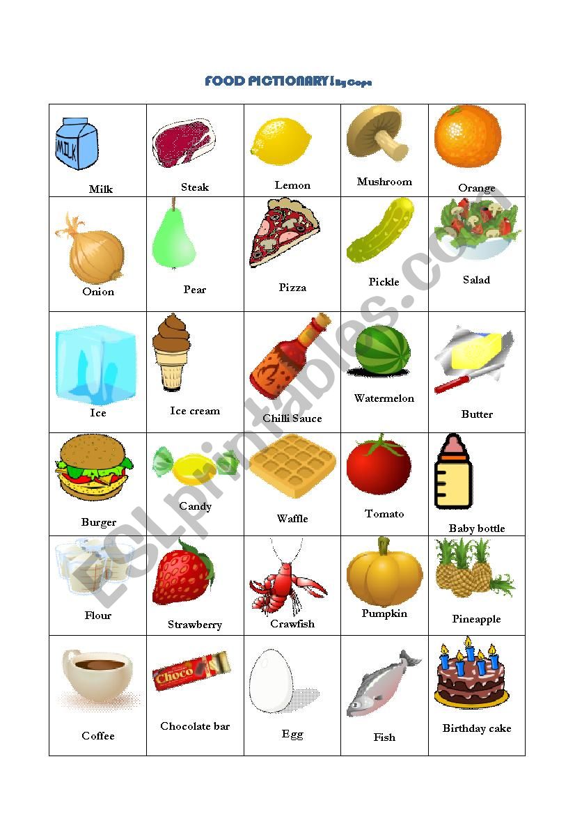 Food Pictionary worksheet