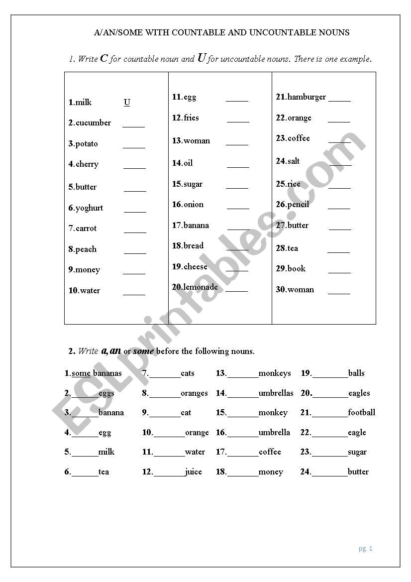 a,an,some worksheet