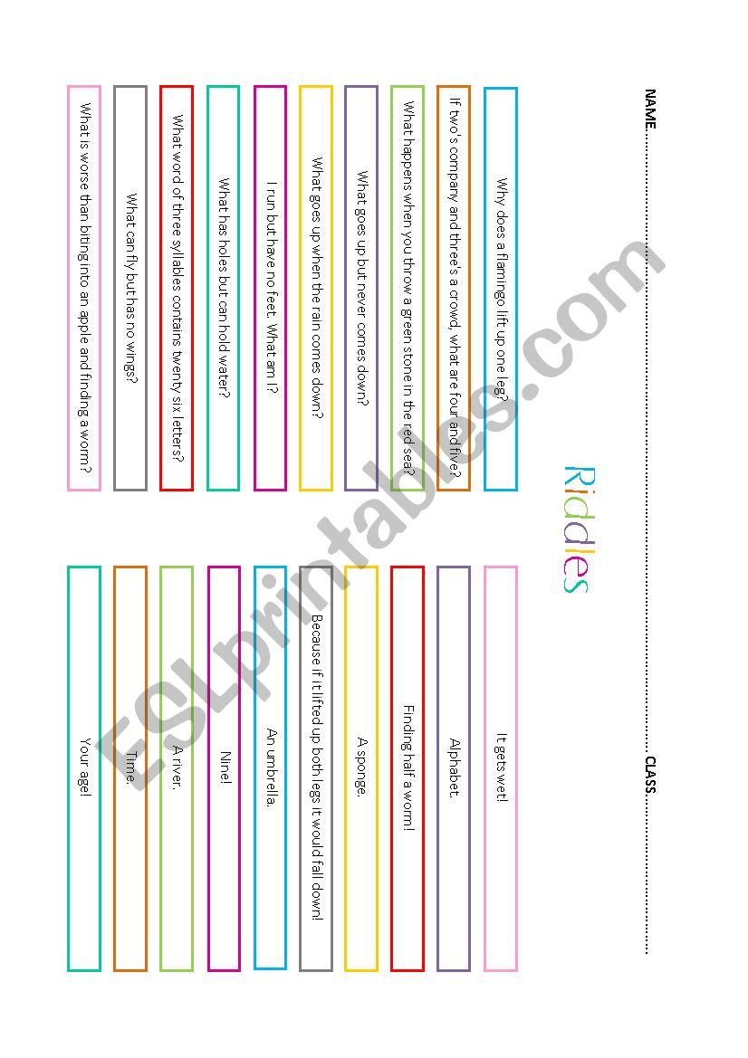 RIDDLES worksheet