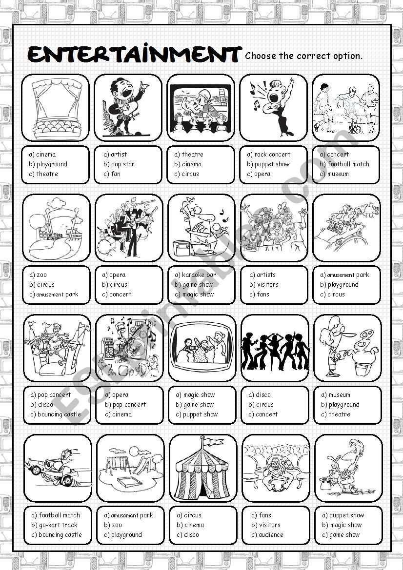 Entertainment Multiple Choice worksheet