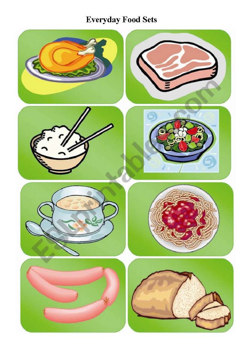 What S In My Stomach Practising Food With Kids Part 2 3 Everyday Food Cards Esl Worksheet By Ericaplak
