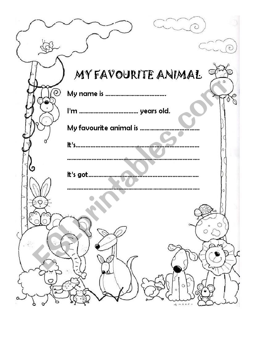 My favourite  animal worksheet