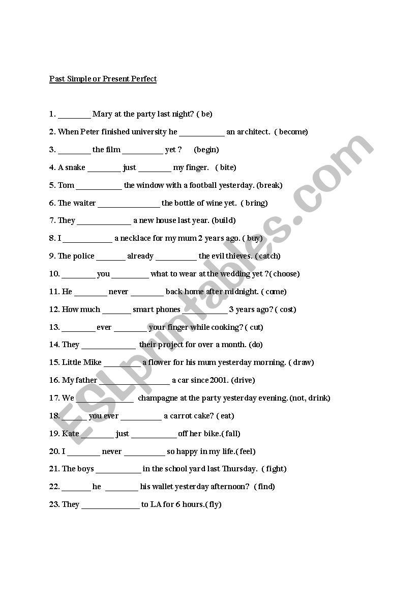 Past Simple or Present Perfect