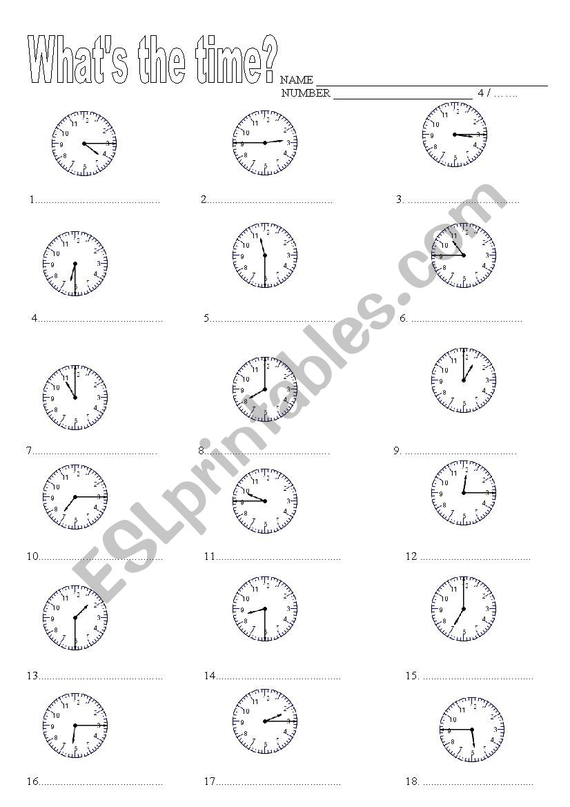 what time is it ? worksheet