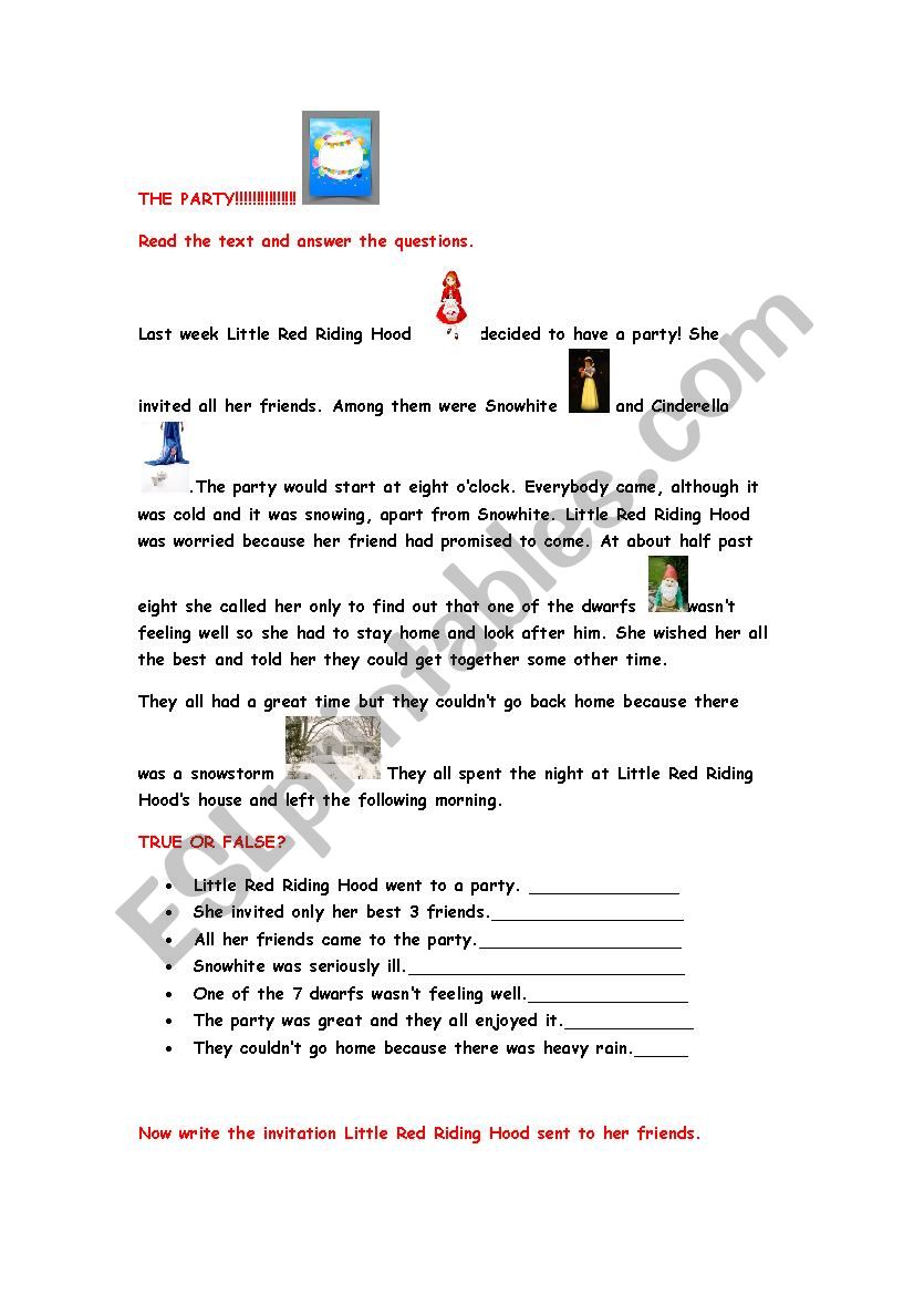 The Party worksheet
