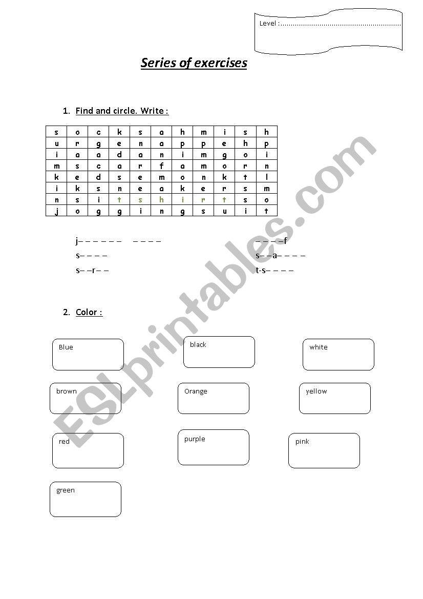 exercice worksheet