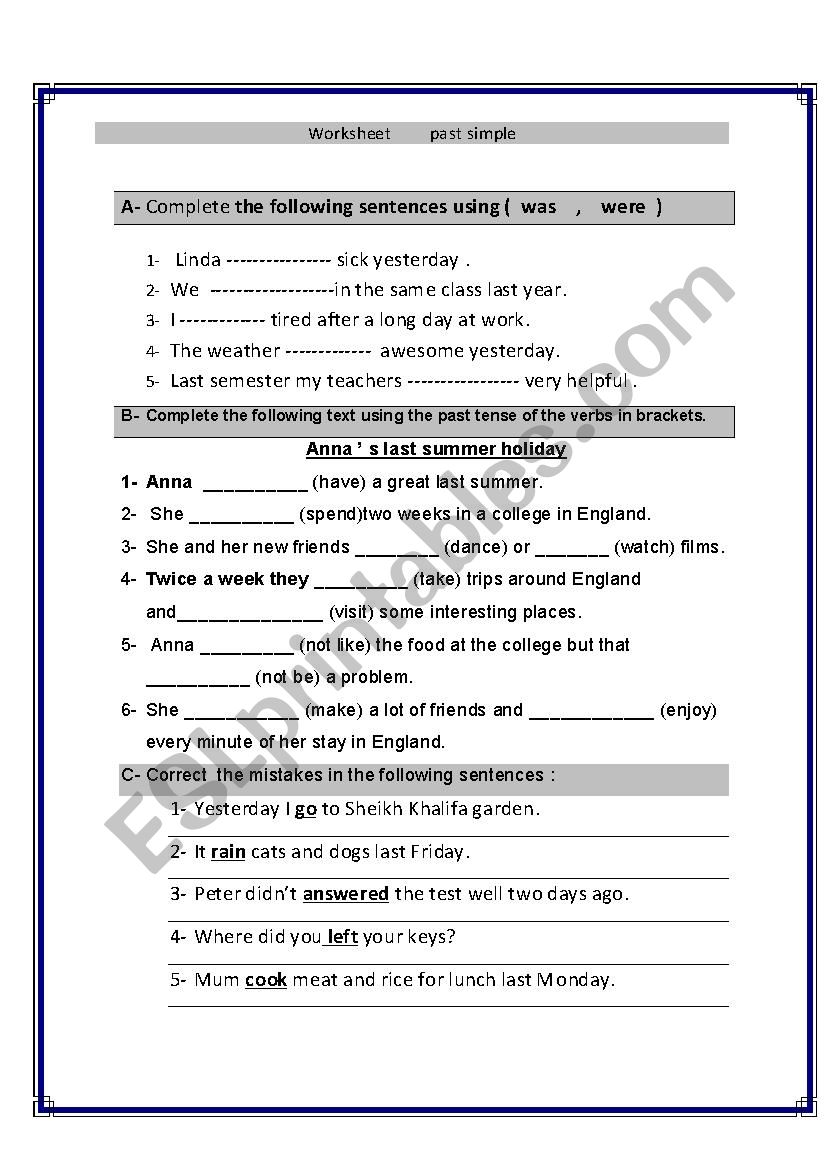 Past Simple   worksheet