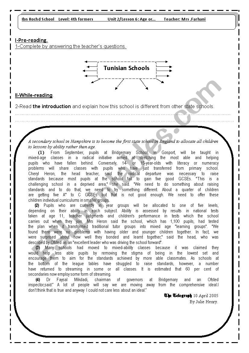 Unit 2/lesson6:Age or... worksheet