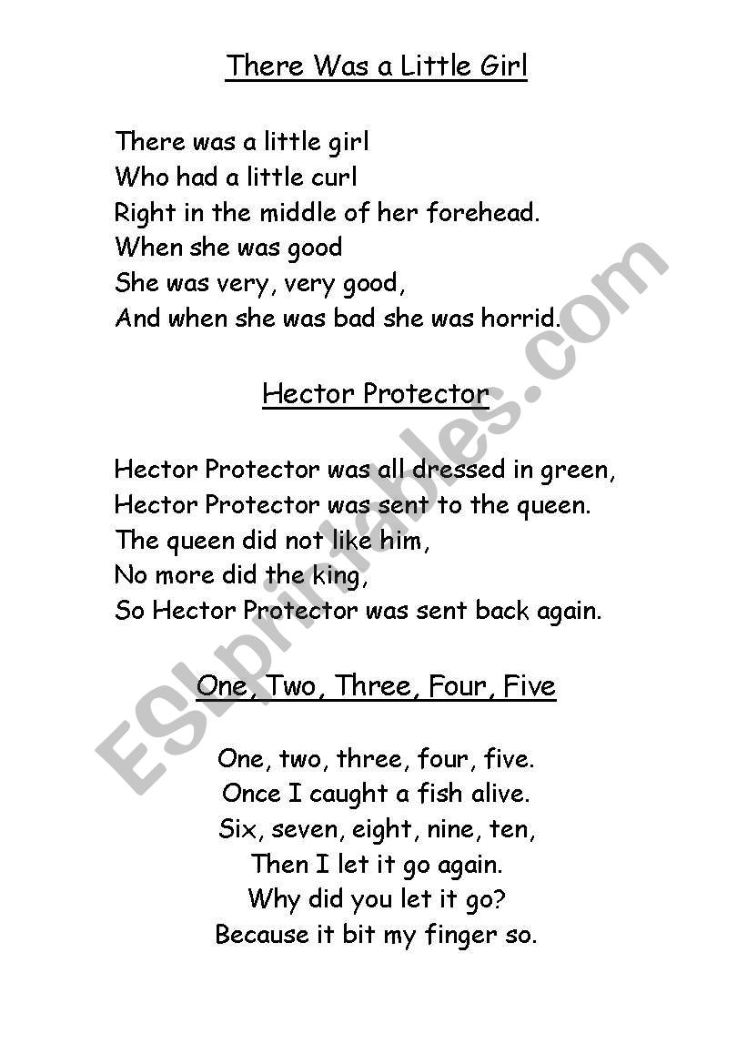 nursery rhymes worksheet
