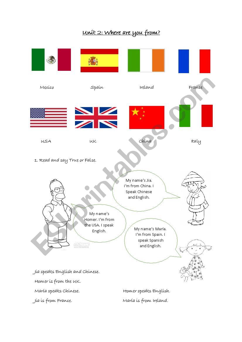 Where are you from? worksheet