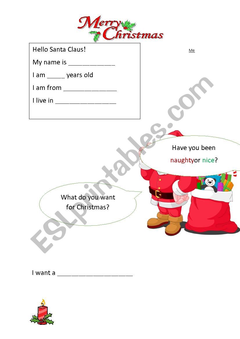 Christmas Letter to Santa worksheet