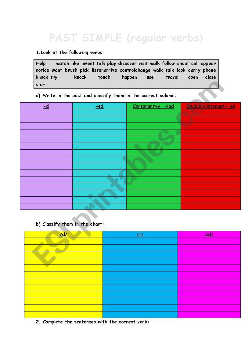 PAST SIMPLE REGULAR VERBS worksheet