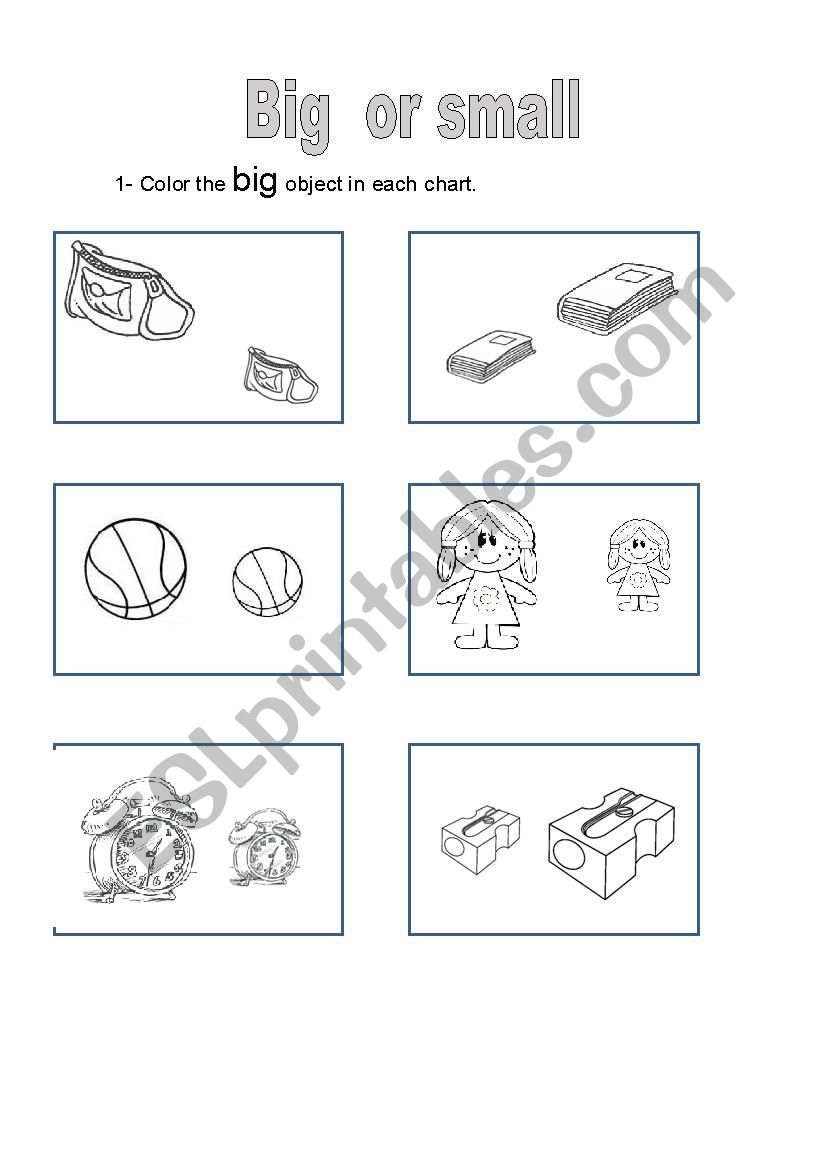 big and small worksheet