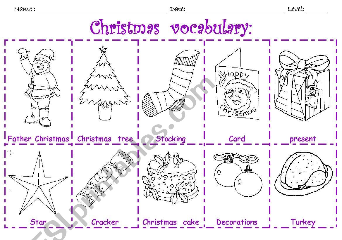 CHRISTMAS VOCABULARY worksheet