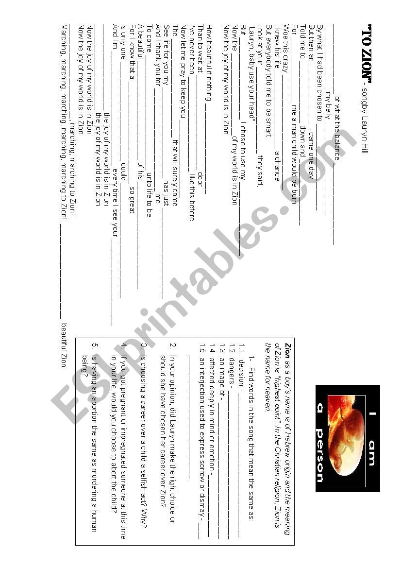 Abortion and Human rights - To Zion - song by Lauryn Hill