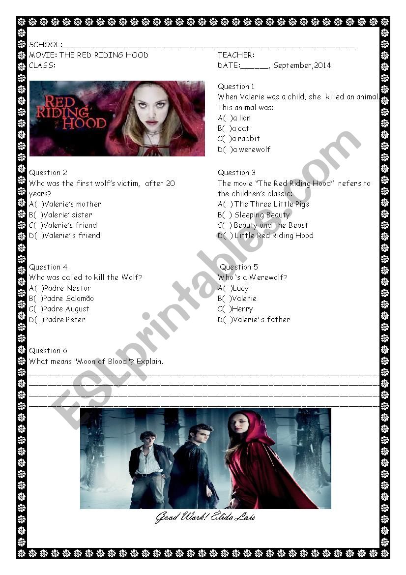 A garota da capa vermelha worksheet