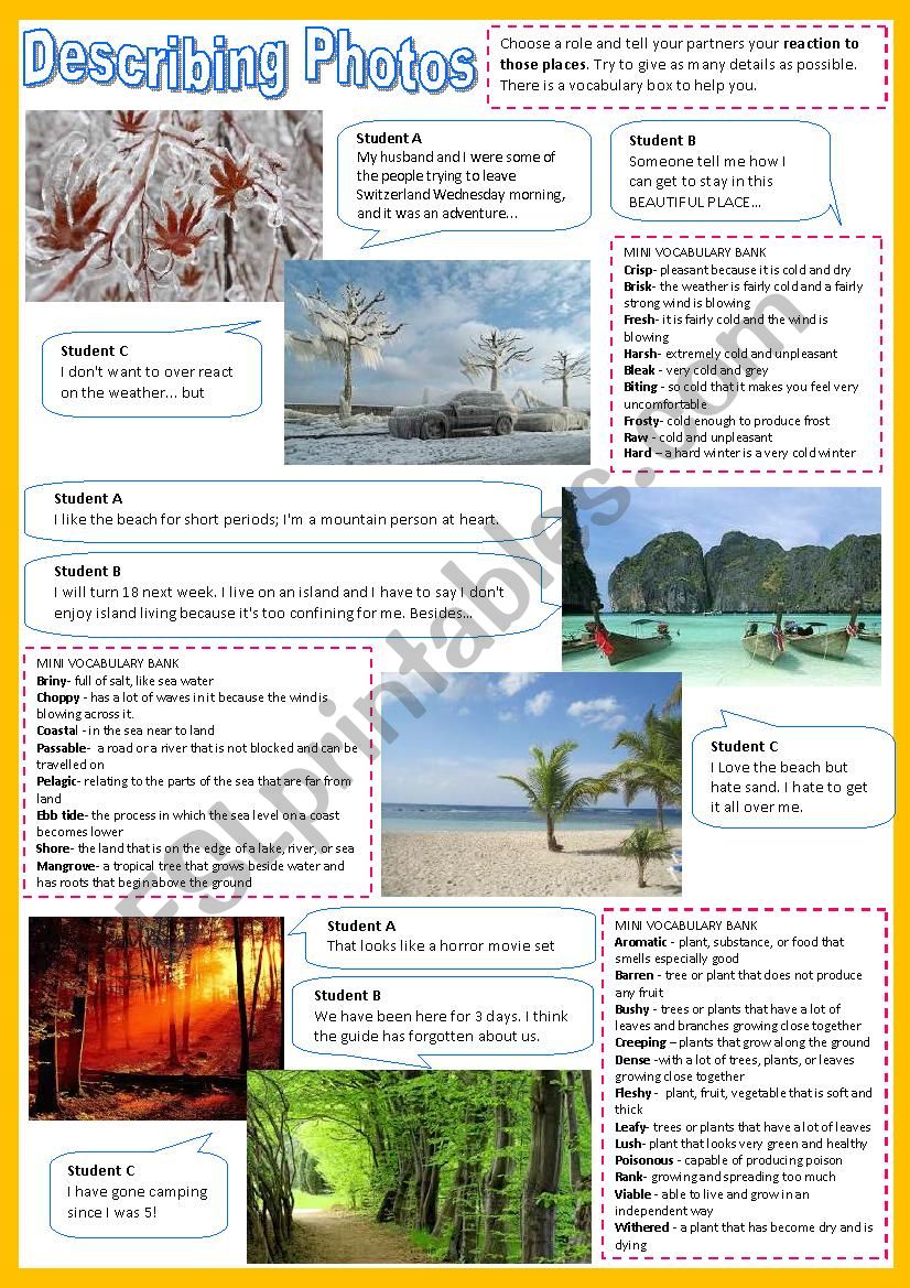 Describing pictures worksheet