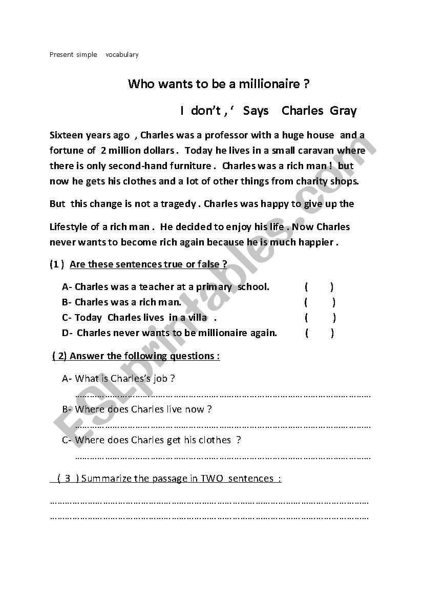 present simple  worksheet