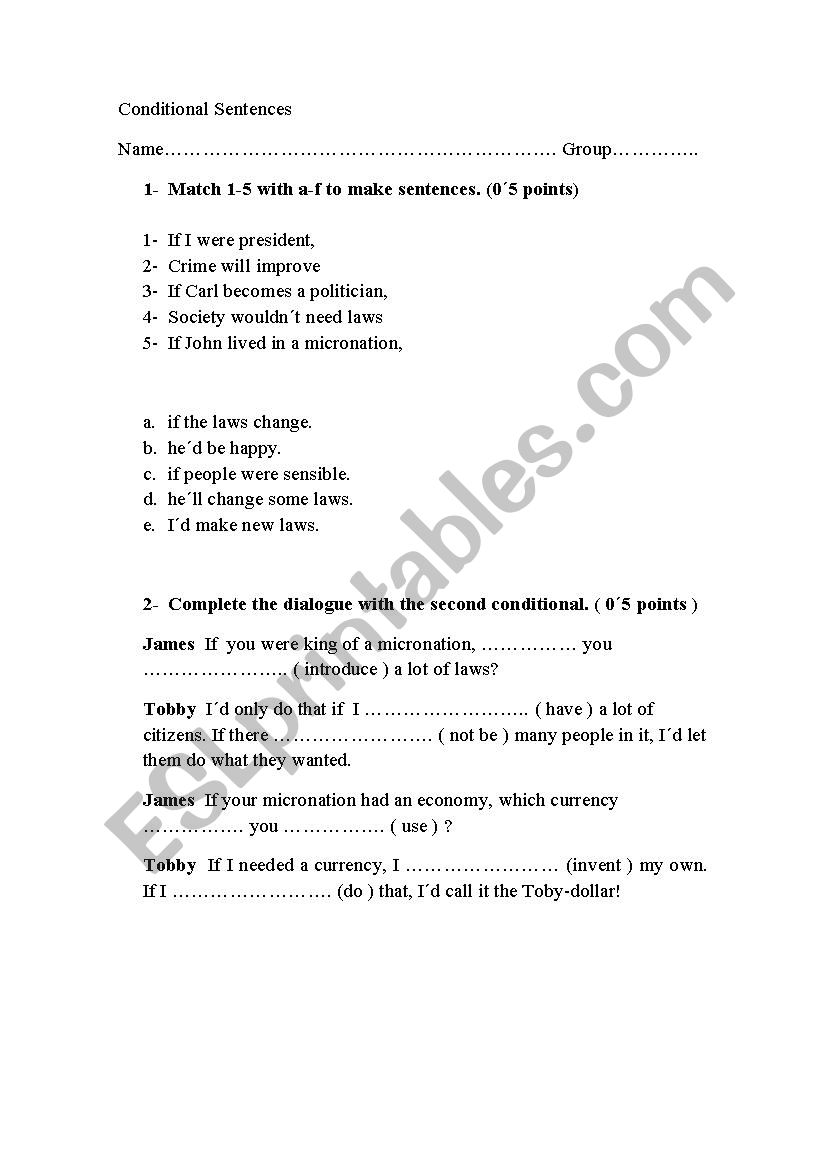 Conditional Sentences worksheet
